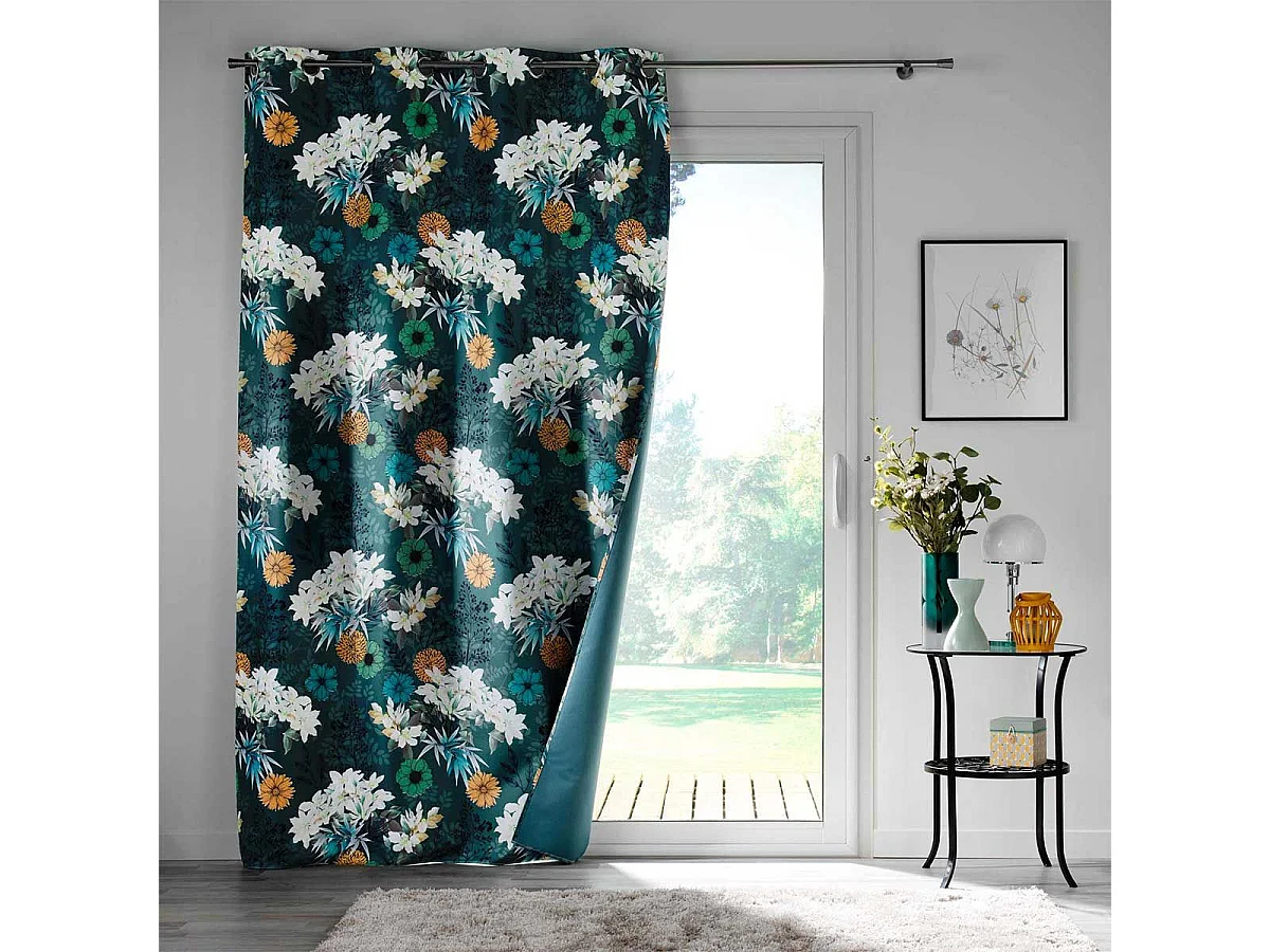 Rideau à Œillets Occultant "Osaka" 135x260cm Bleu