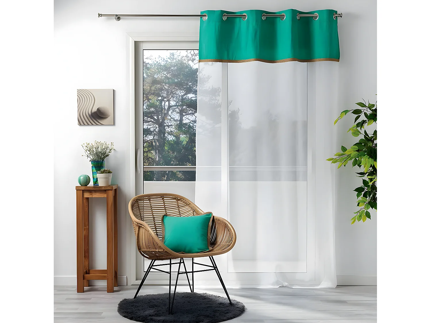 Rideau Voilage à Œillets "Kelonia" 140x240cm Vert