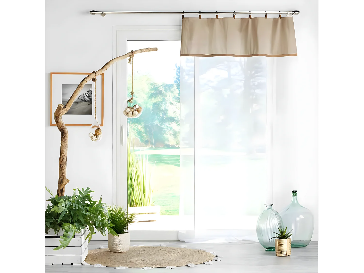 Rideau Voilage à Anneaux "Leana" 140x240cm Beige