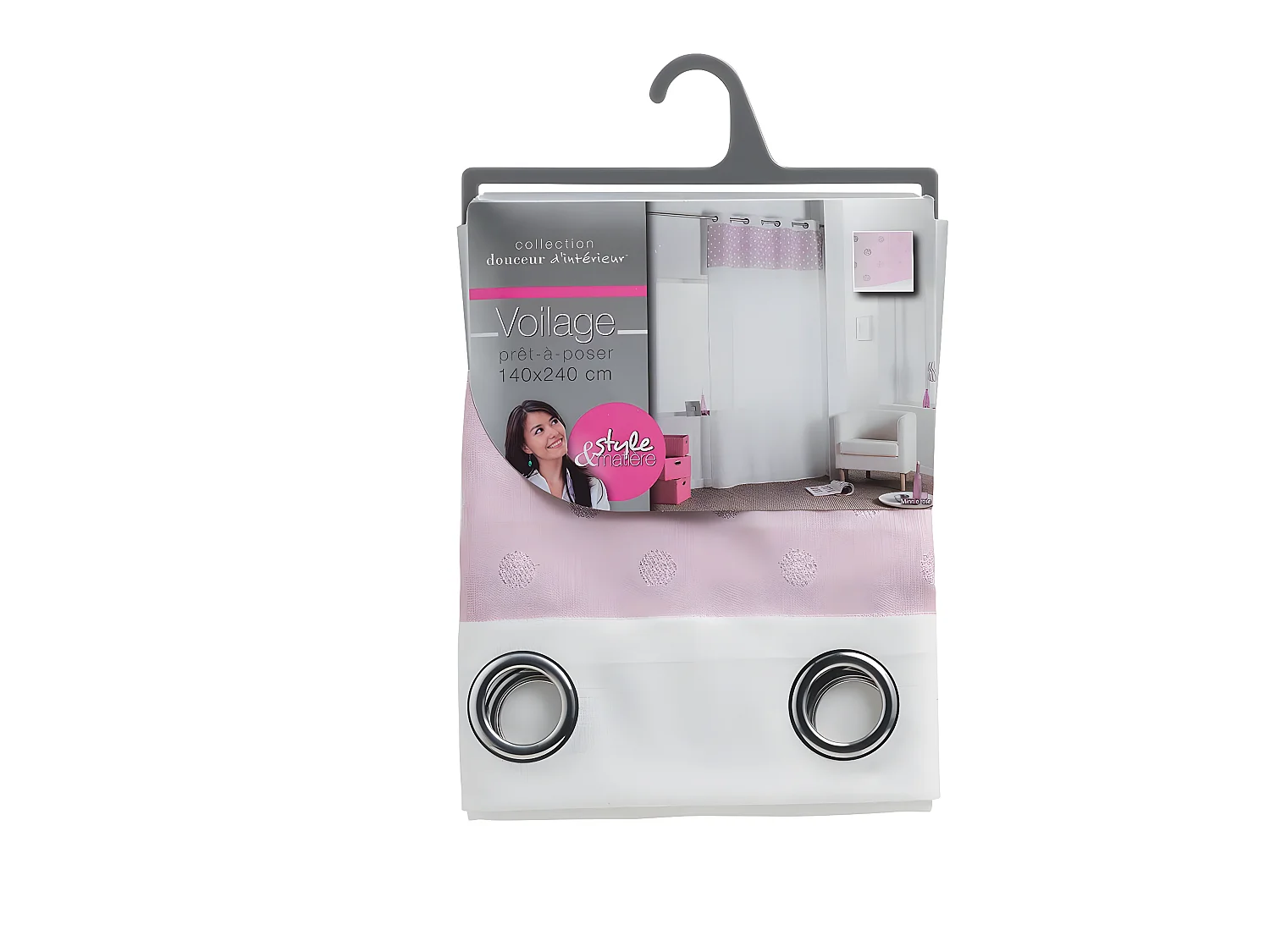 Rideau Voilage à Œillets "Minnie" 140x240cm Rose