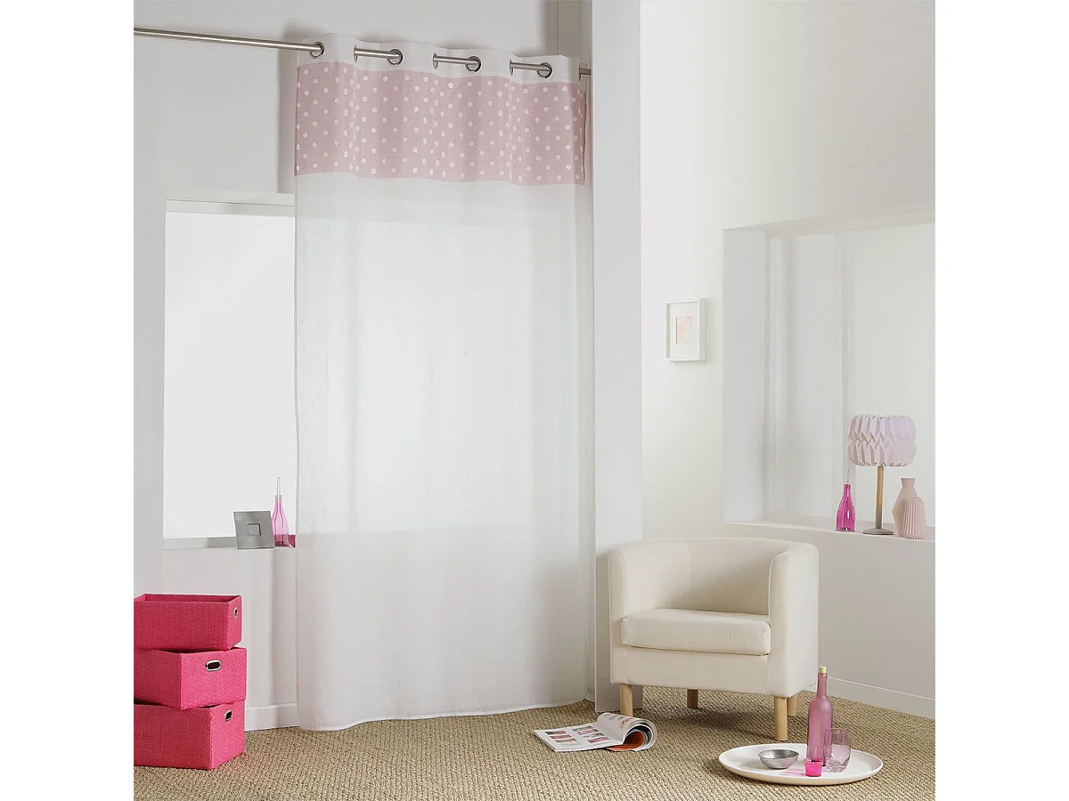 Rideau Voilage à Œillets "Minnie" 140x240cm Rose