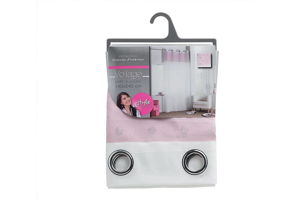 Rideau Voilage à Œillets "Minnie" 140x240cm Rose