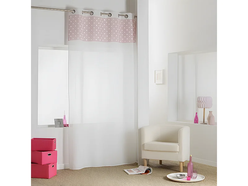 Rideau Voilage à Œillets "Minnie" 140x240cm Rose