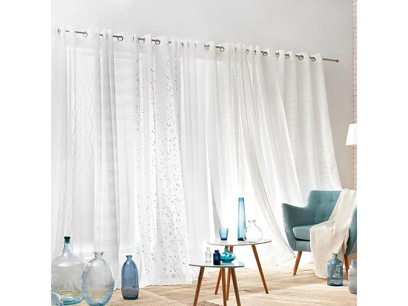 Rideau Voilage à Œillets "Yaelle" 135x280cm Blanc
