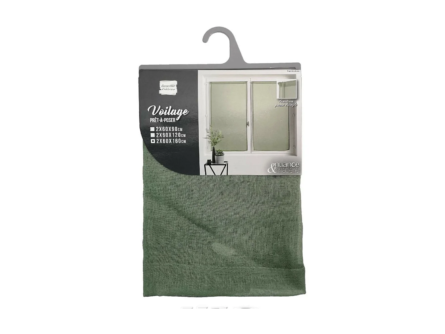 Paire de Voilages "Sandra" 60x160cm Kaki