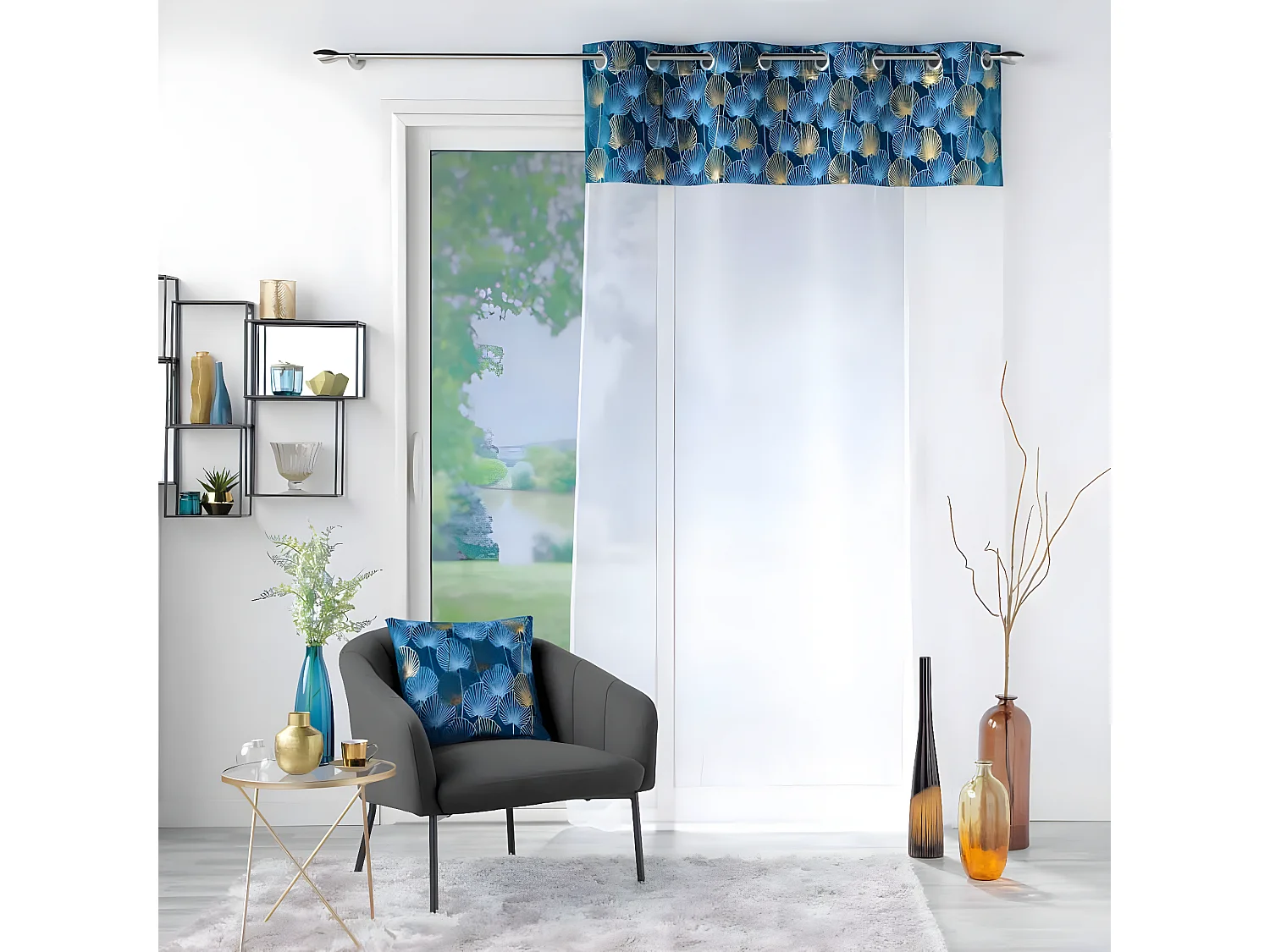 Rideau Voilage à Œillets "Clairine" 140x240cm Bleu