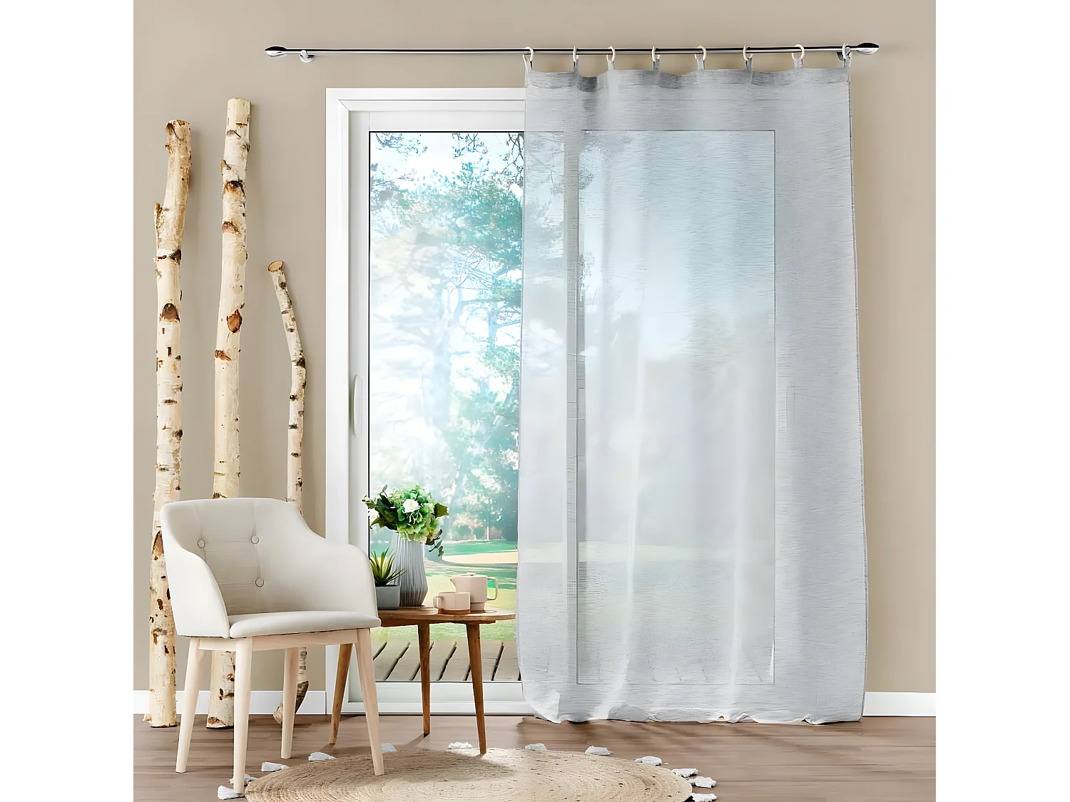 Rideau Voilage à Œillets "Minalisa" 140x240cm Gris