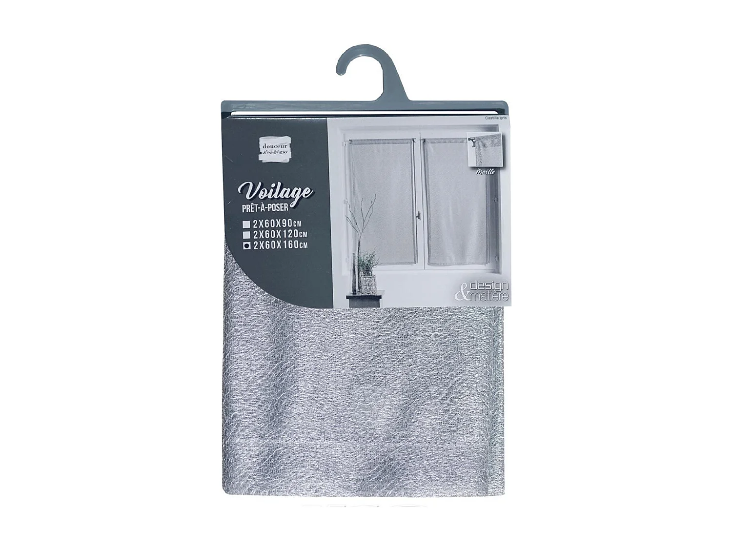 Paire de Voilages "Castille" 60x160cm Gris
