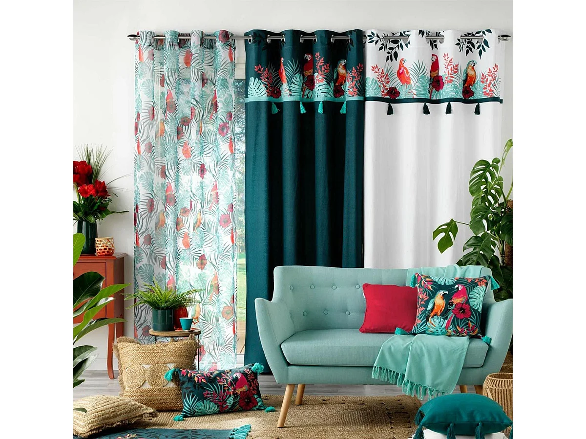 Rideau à Œillets Imprimé "Caracas" 140x260cm Bleu