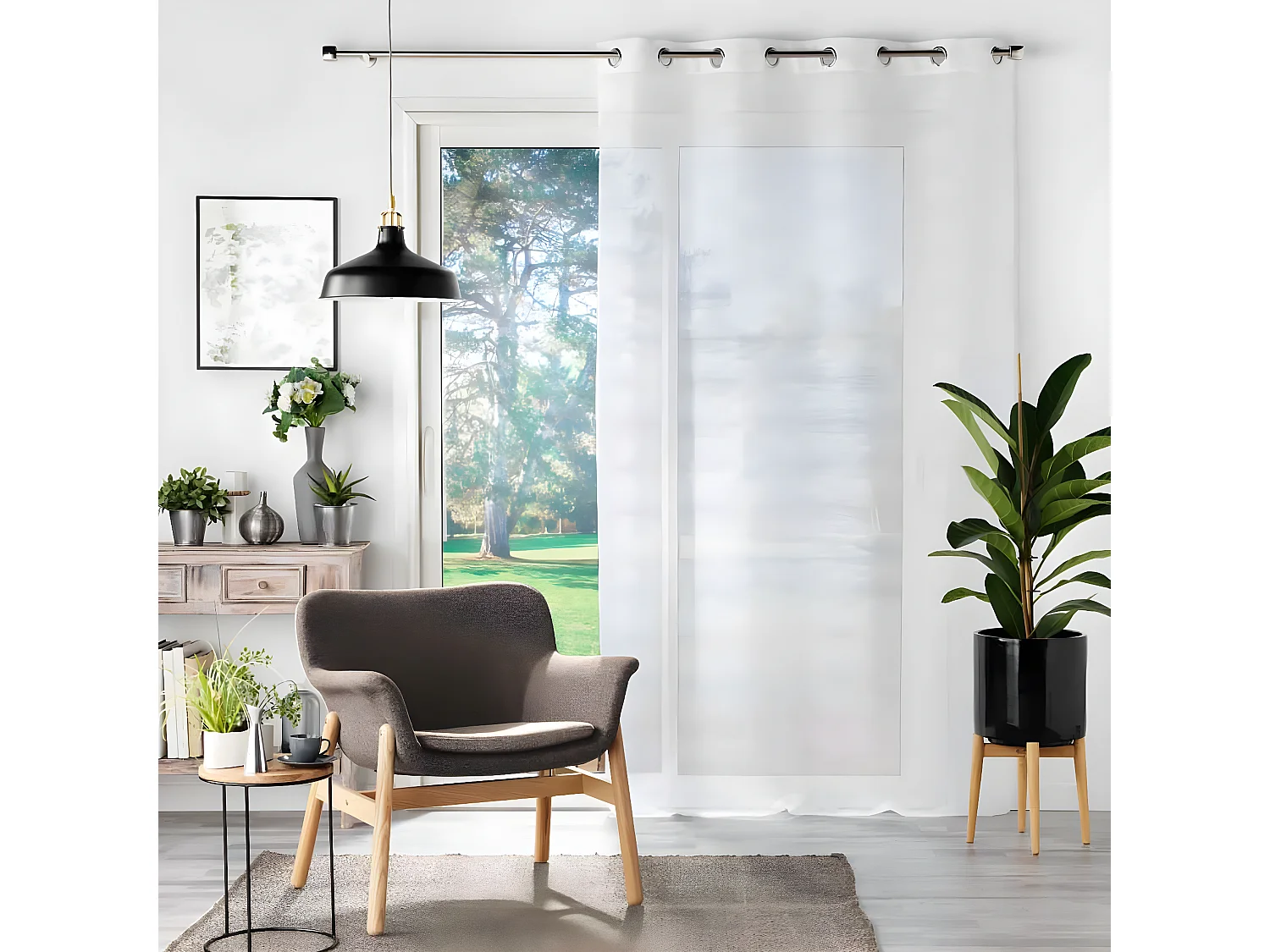 Rideau Voilage à Œillets "Effie" 140x280cm Gris