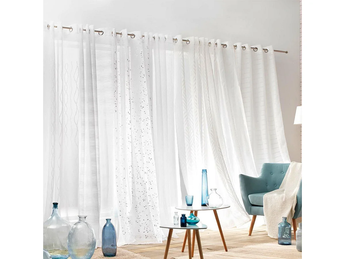 Rideau Voilage à Œillets "Effie" 140x280cm Gris