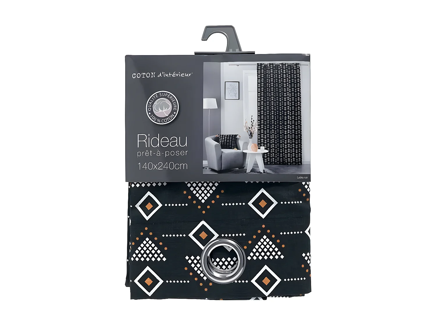 Rideau à Oeillets "Letiko" 140x240cm Noir