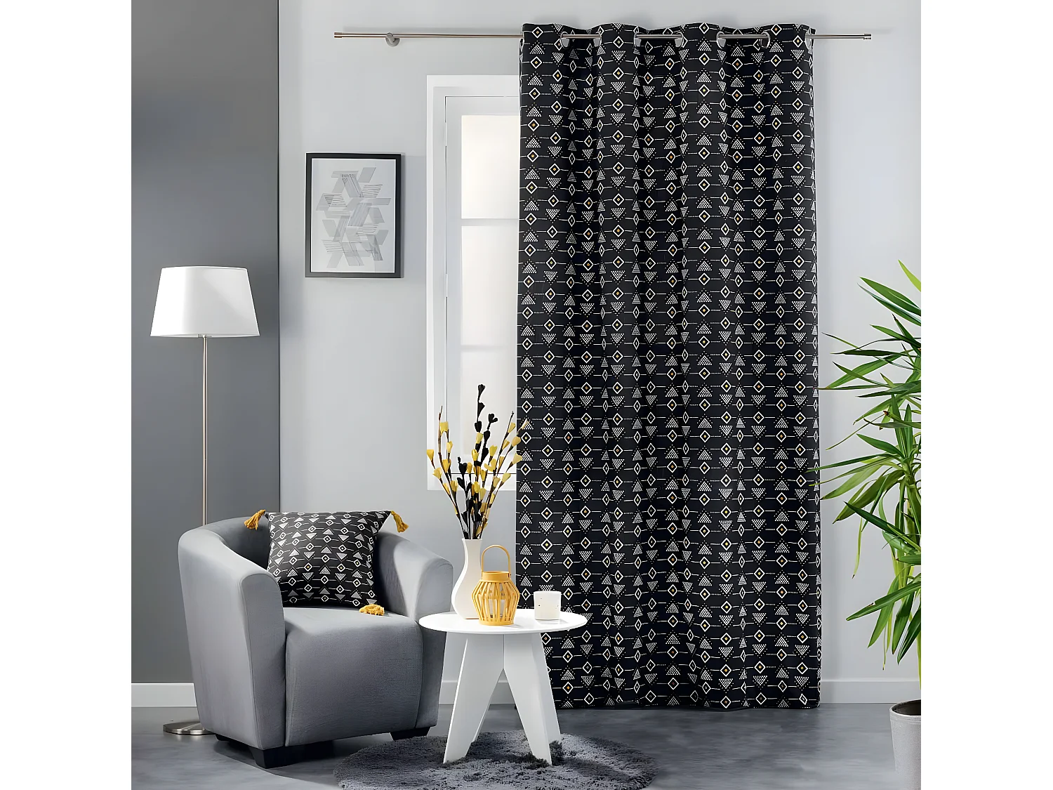 Rideau à Oeillets "Letiko" 140x240cm Noir