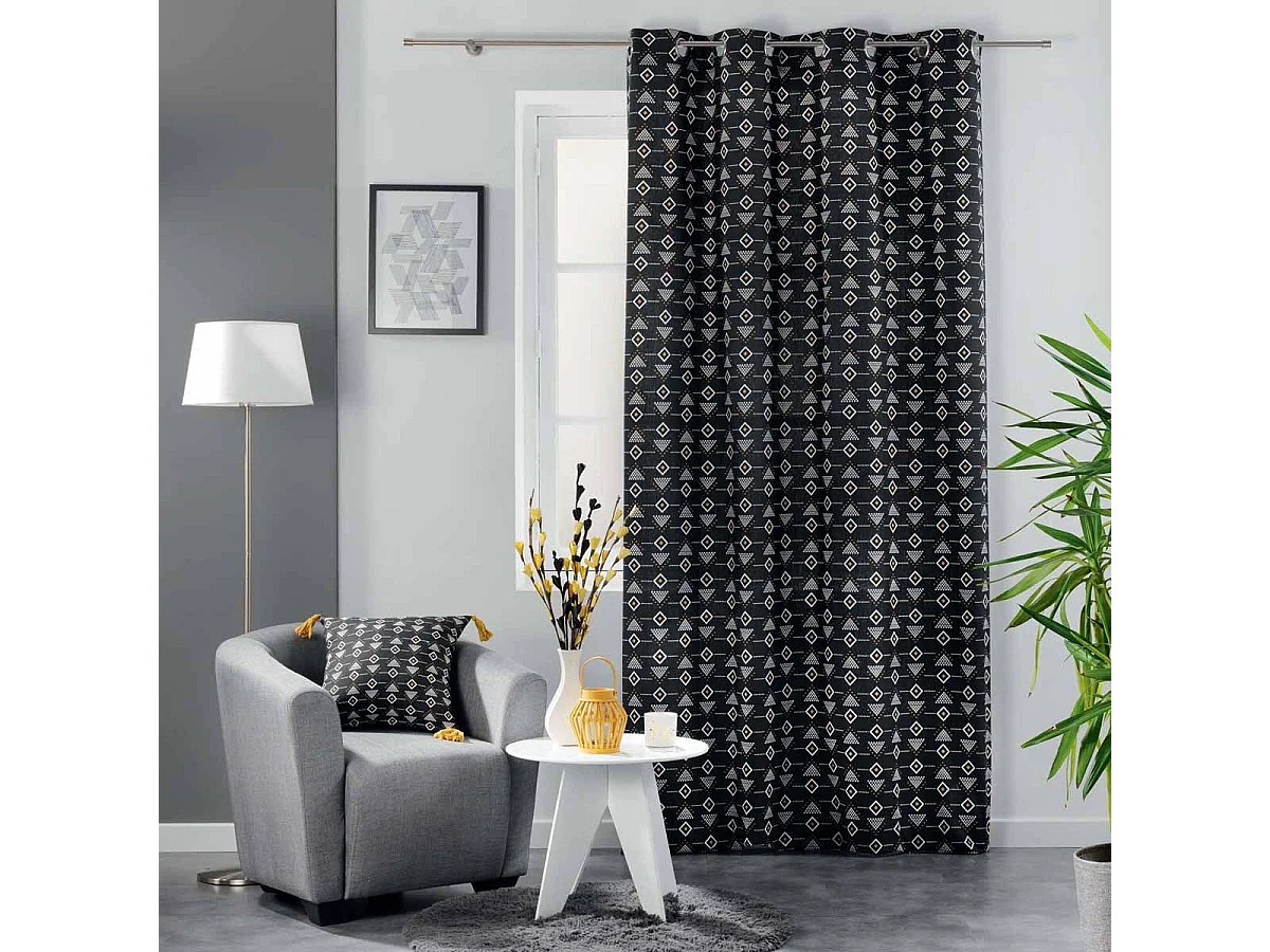 Rideau à Oeillets "Letiko" 140x240cm Noir