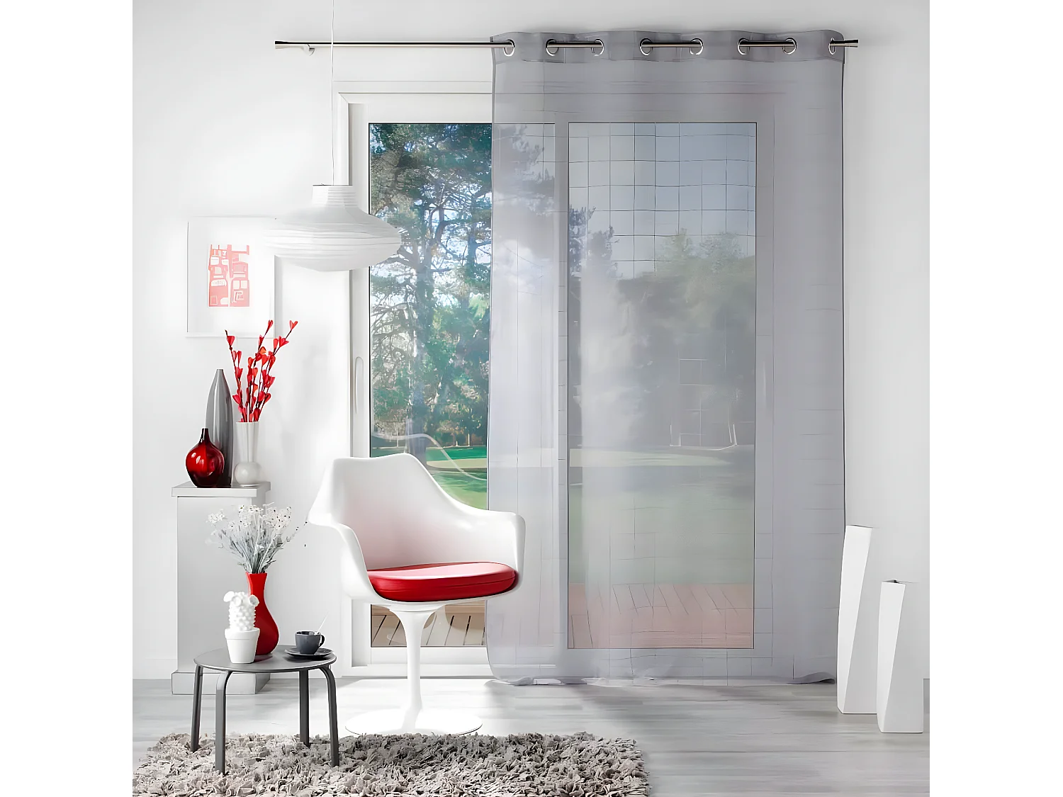 Rideau Voilage à Œillets "Eulalie" 140x240cm Gris