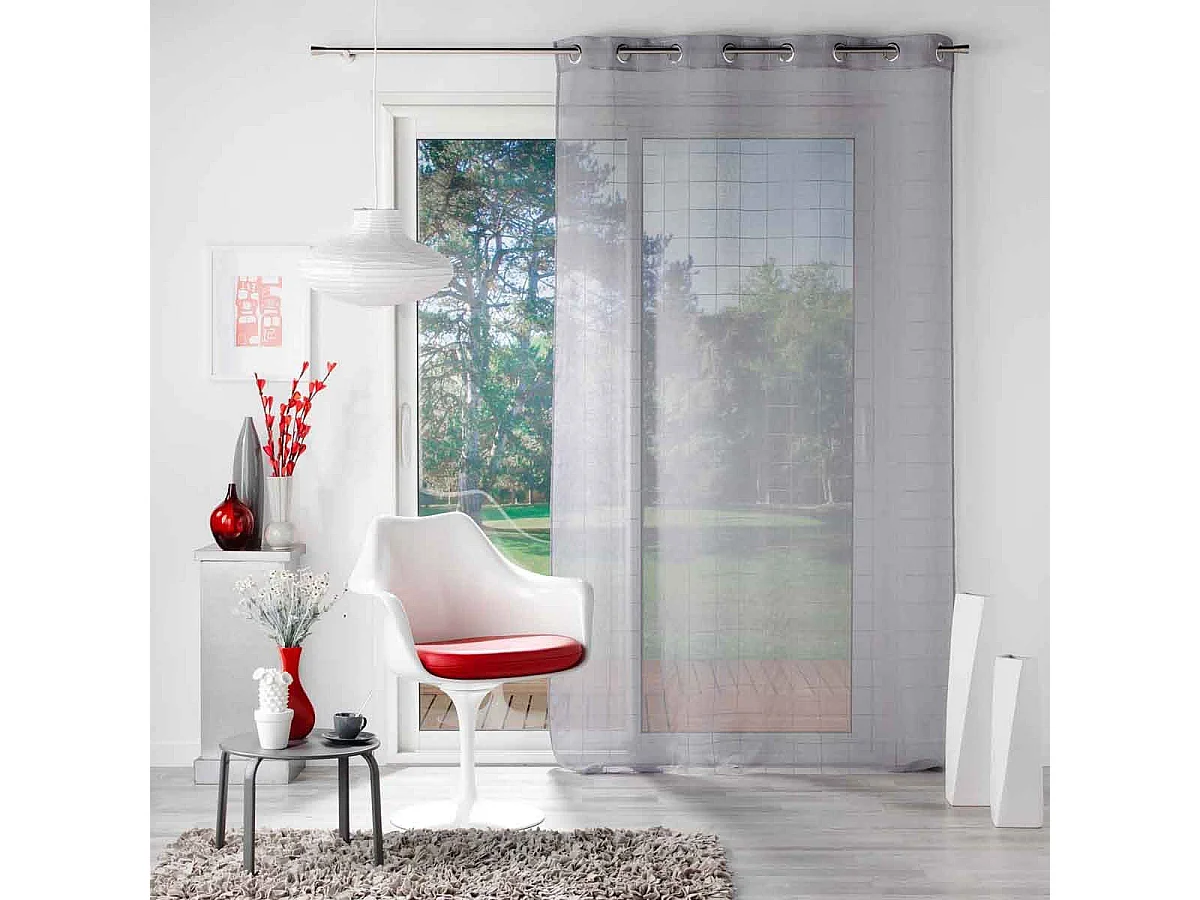 Rideau Voilage à Œillets "Eulalie" 140x240cm Gris