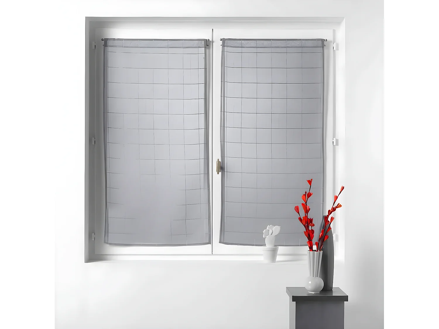 Paire de Voilages "Eulalie" 60x90cm Gris