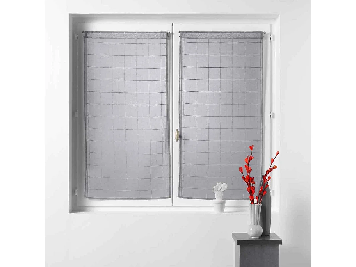 Paire de Voilages "Eulalie" 60x90cm Gris