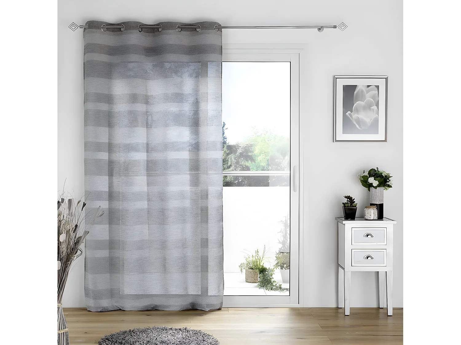 Rideau Voilage à Œillets "Palerma" 140x280cm Gris