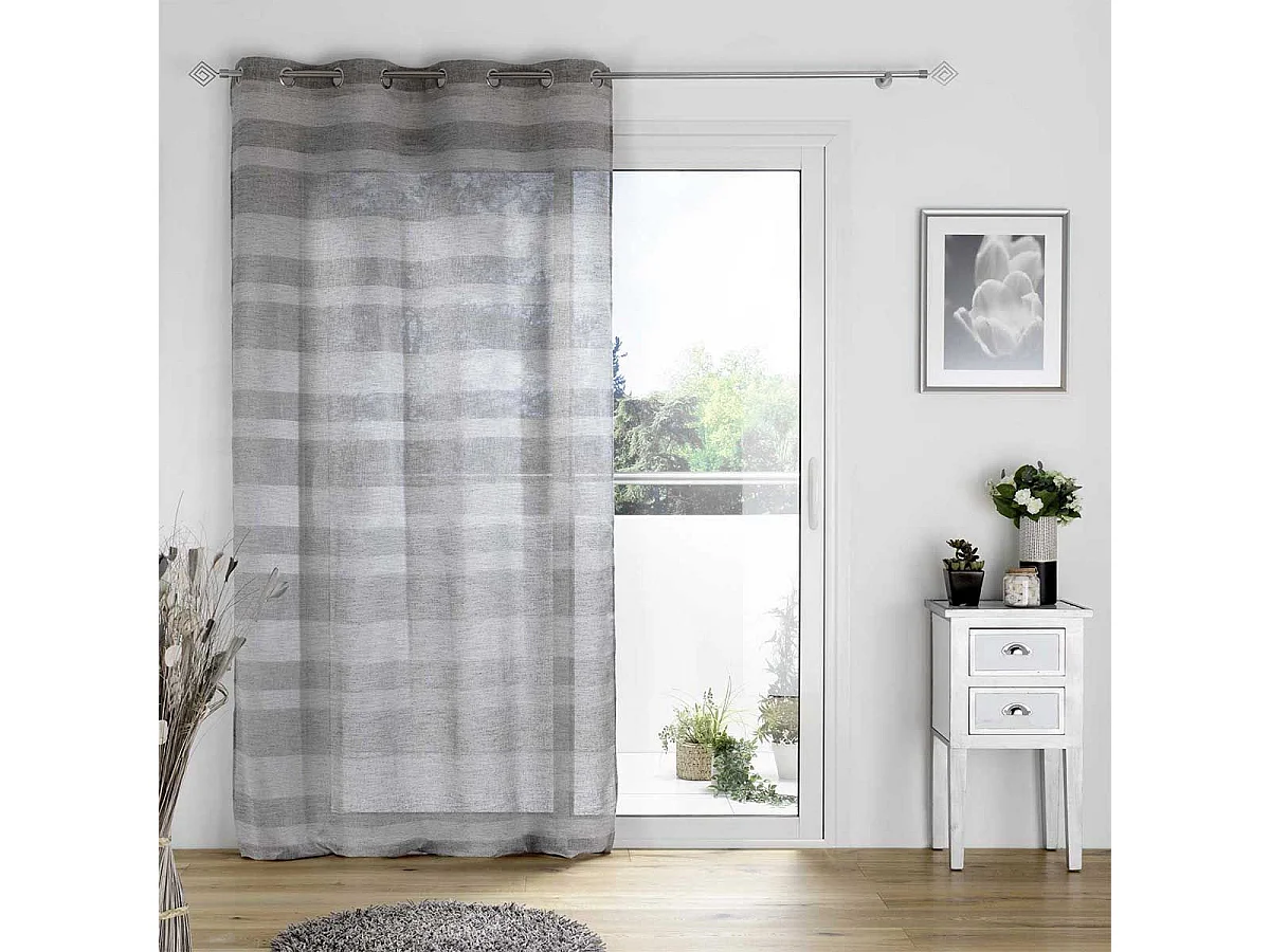 Rideau Voilage à Œillets "Palerma" 140x280cm Gris