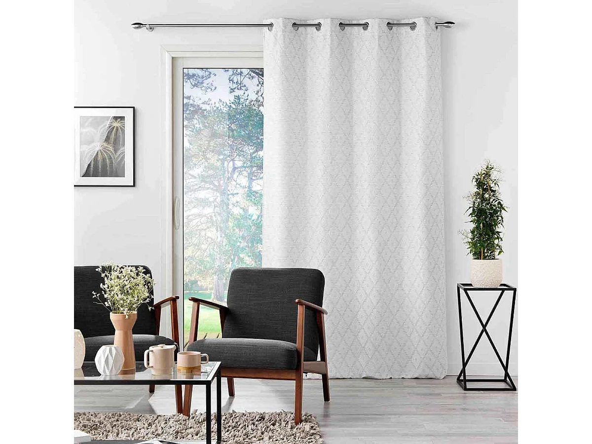 Rideau à Œillets Jacquard "Balista" 140x260cm Gris