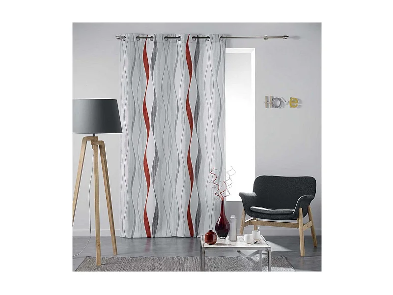 Rideau à Oeillets "Ondulys" 140x260cm Rouge