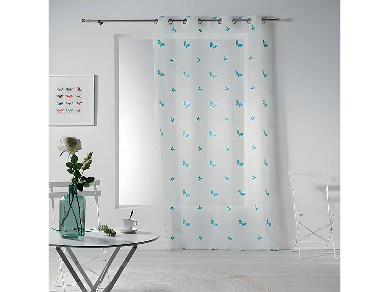 Rideau Voilage à Œillets "Nymphea" 140x240cm Bleu