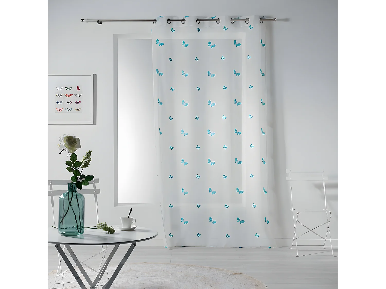 Rideau Voilage à Œillets "Nymphea" 140x240cm Bleu