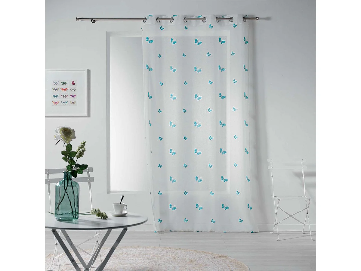 Rideau Voilage à Œillets "Nymphea" 140x240cm Bleu