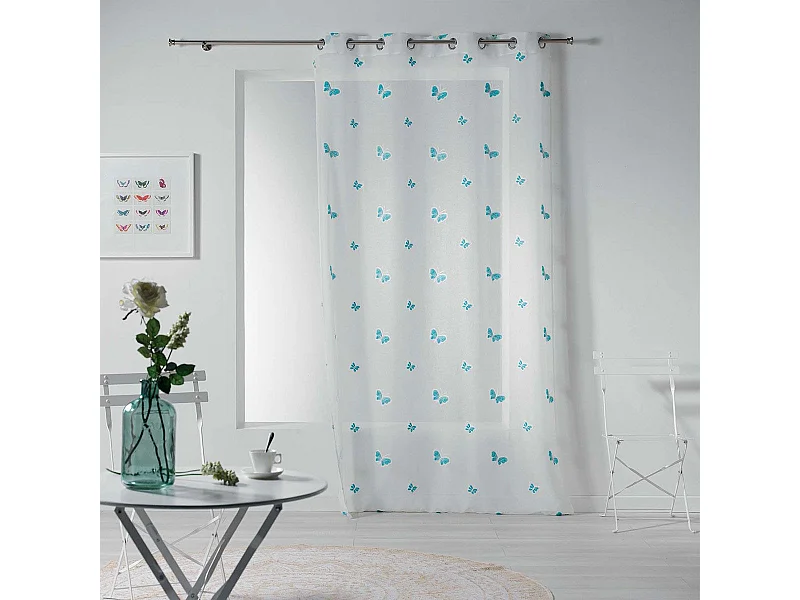 Rideau Voilage à Œillets "Nymphea" 140x240cm Bleu