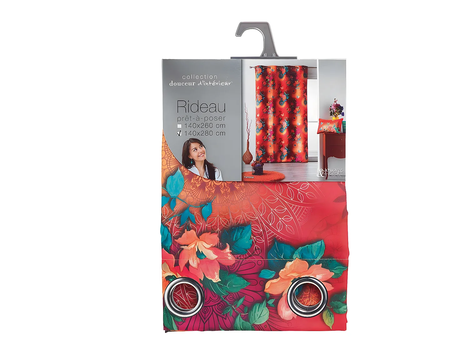 Rideau Voilage à Œillets "Fantasia" 140x280cm Orange