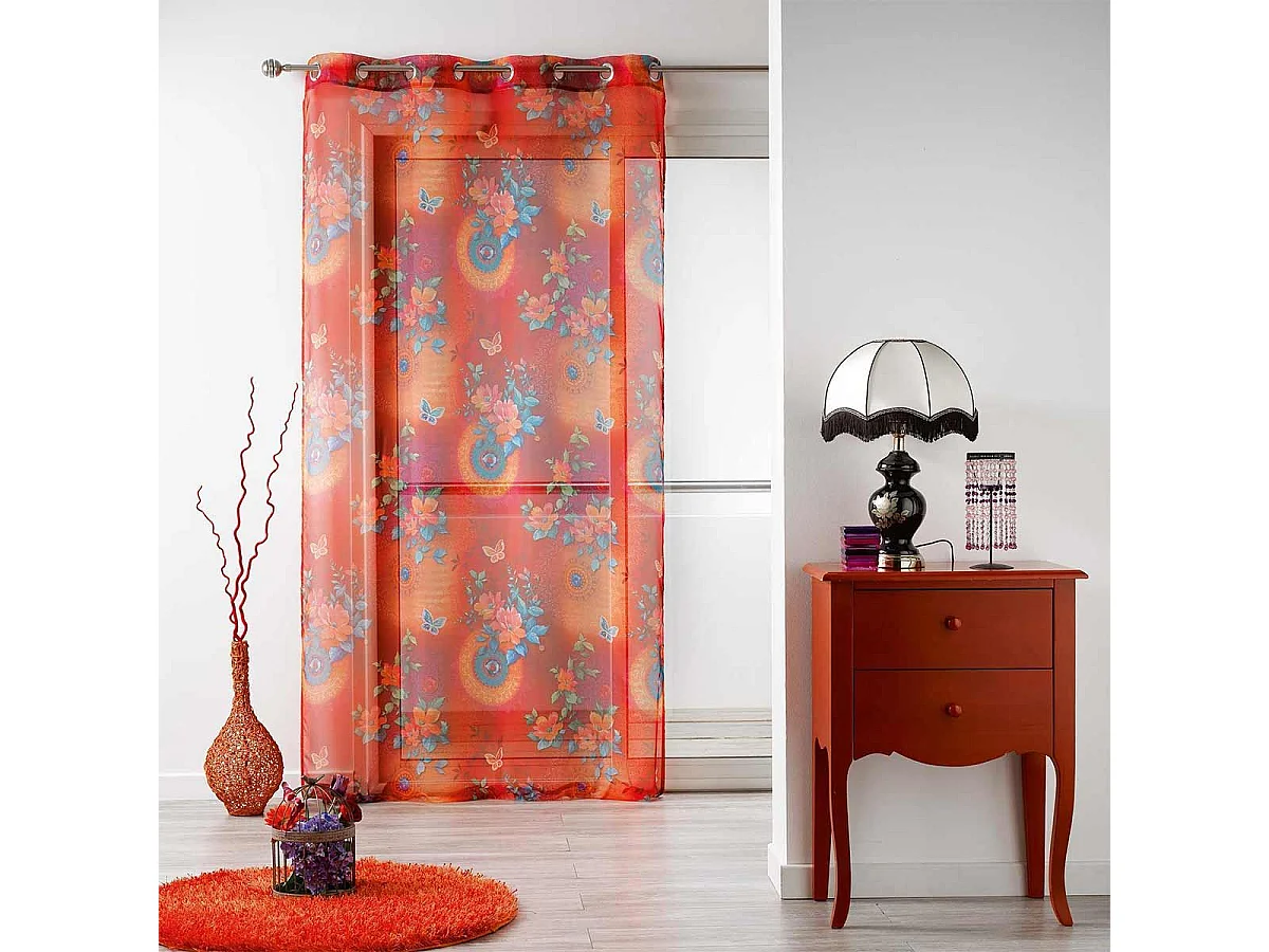 Rideau Voilage à Œillets "Fantasia" 140x280cm Orange