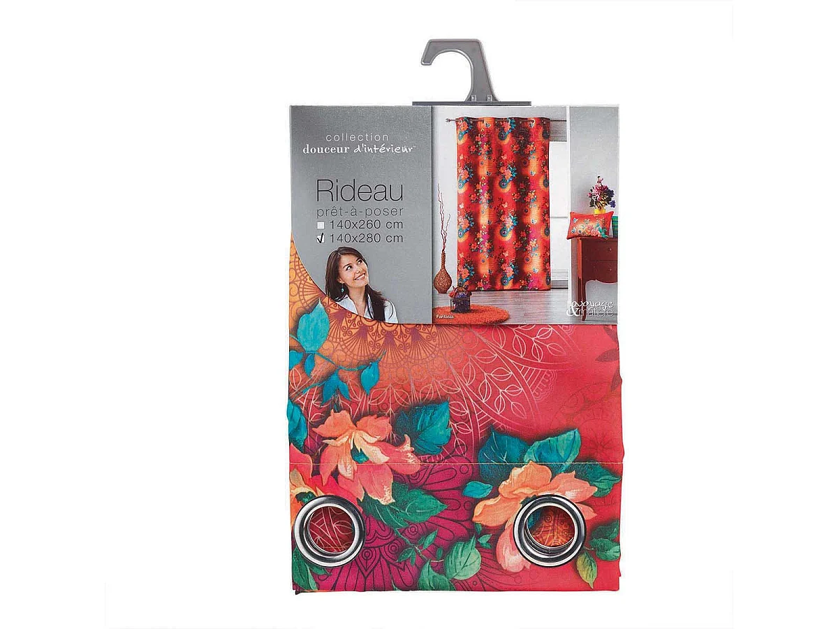 Rideau Voilage à Œillets "Fantasia" 140x280cm Orange