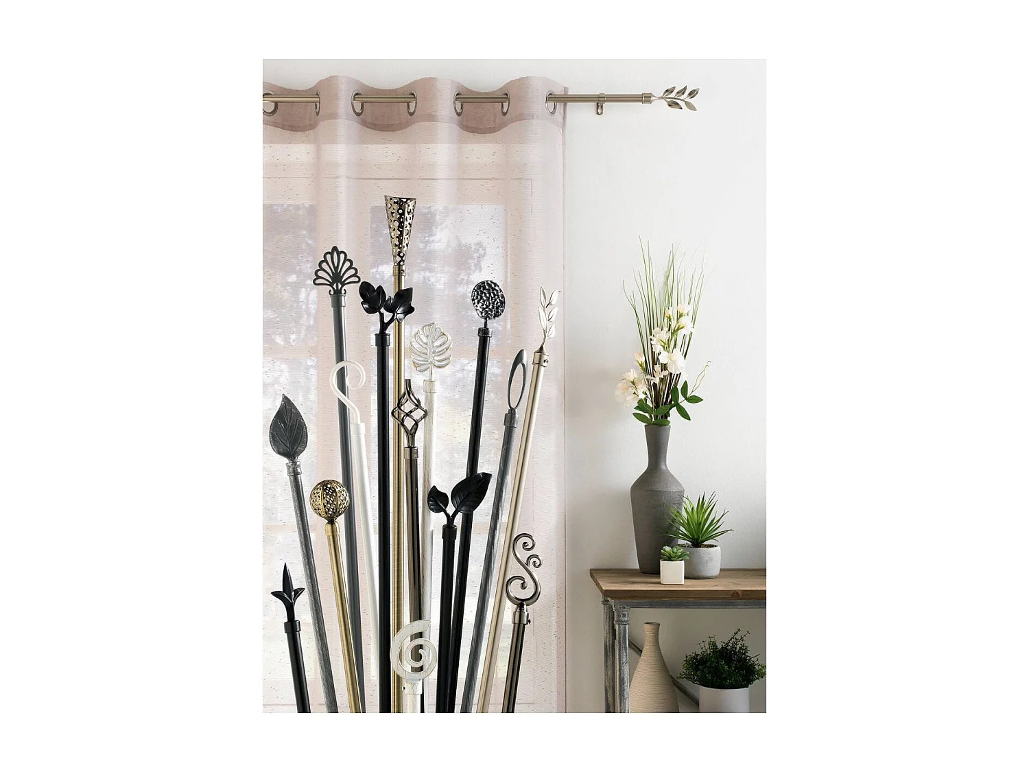 Kit Tringle Déco Extensible "Bullette" 120-210cm Gris