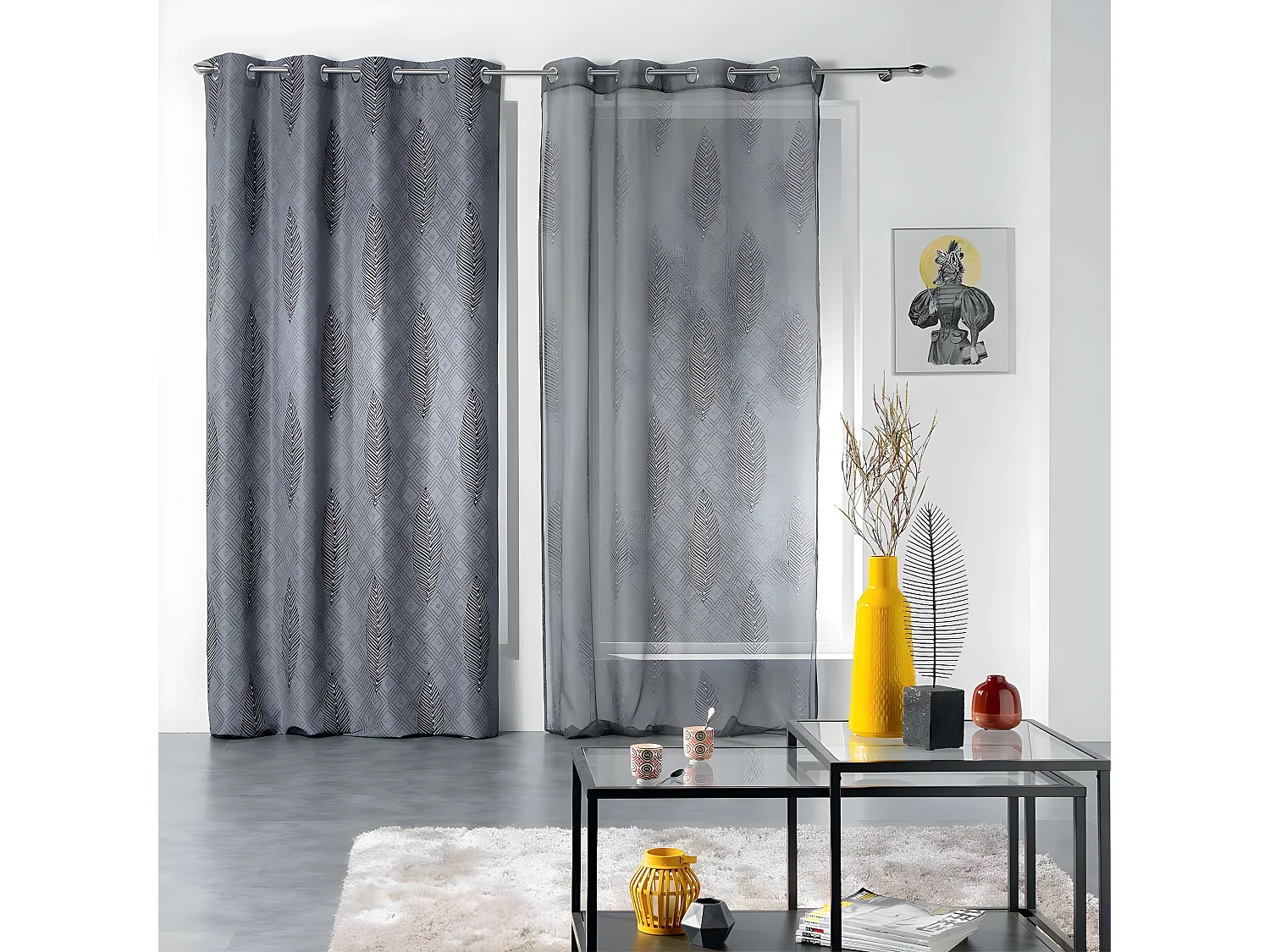 Rideau Voilage à Œillets "Grigri" 140x240cm Anthracite