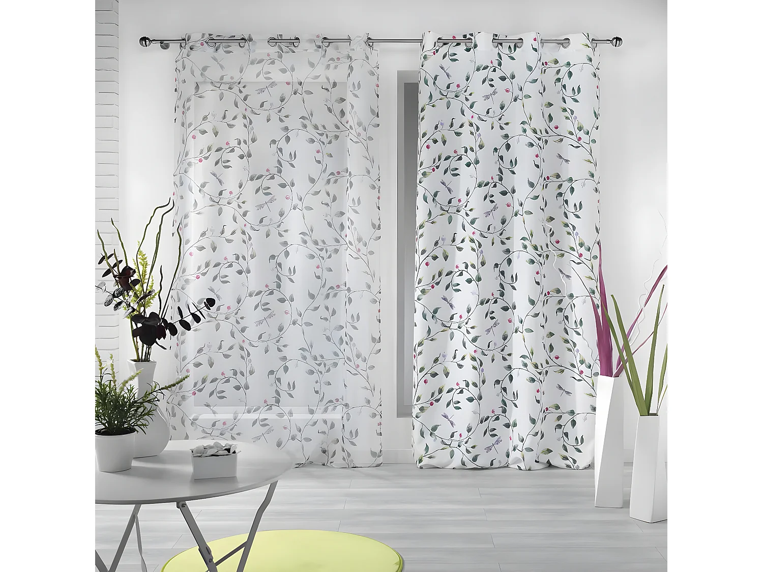 Rideau Voilage à Œillets "Ancolie" 140x240cm Blanc