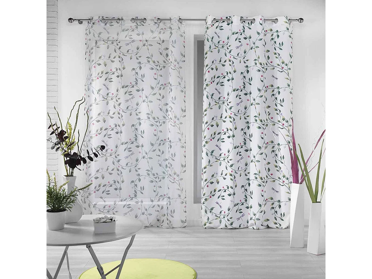 Rideau Voilage à Œillets "Ancolie" 140x240cm Blanc