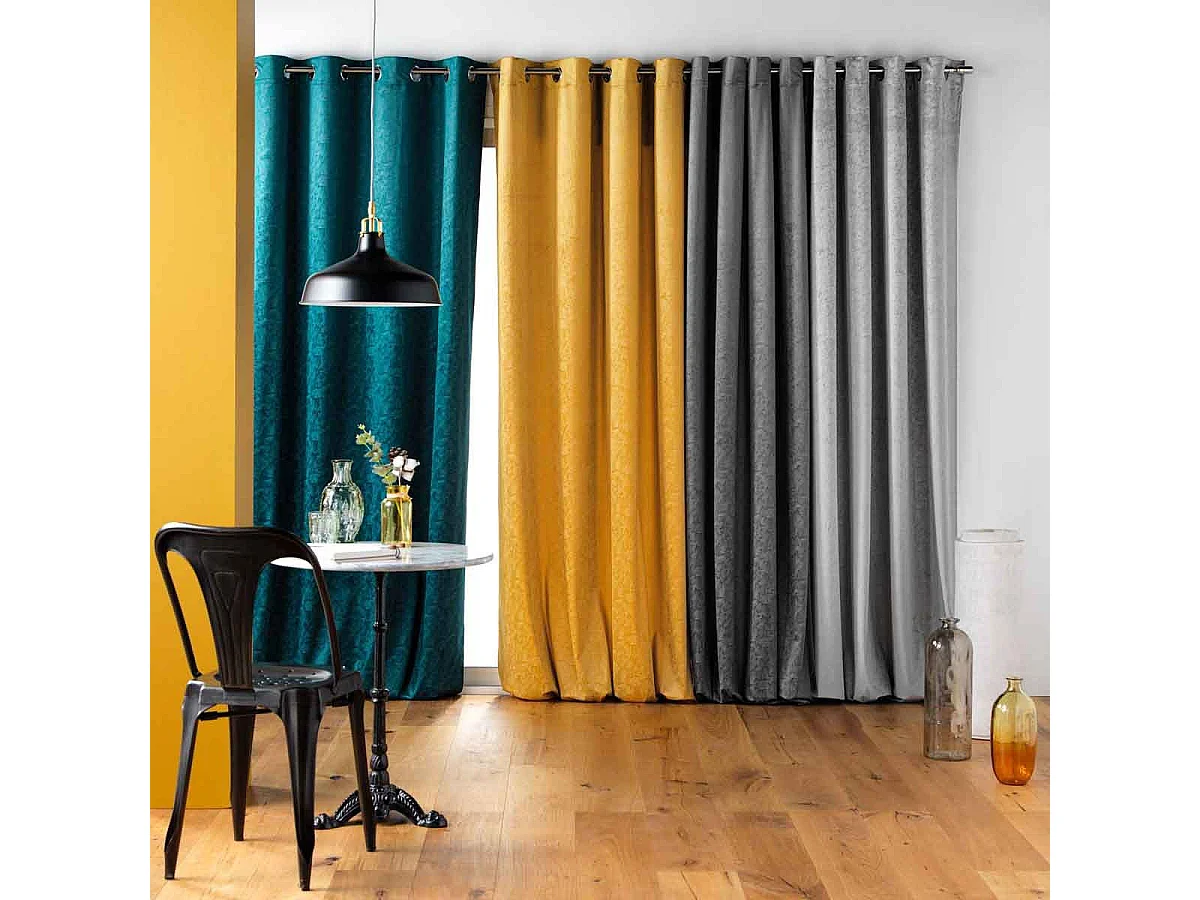 Rideau Occultant "Aquarelle" 135x240cm Jaune