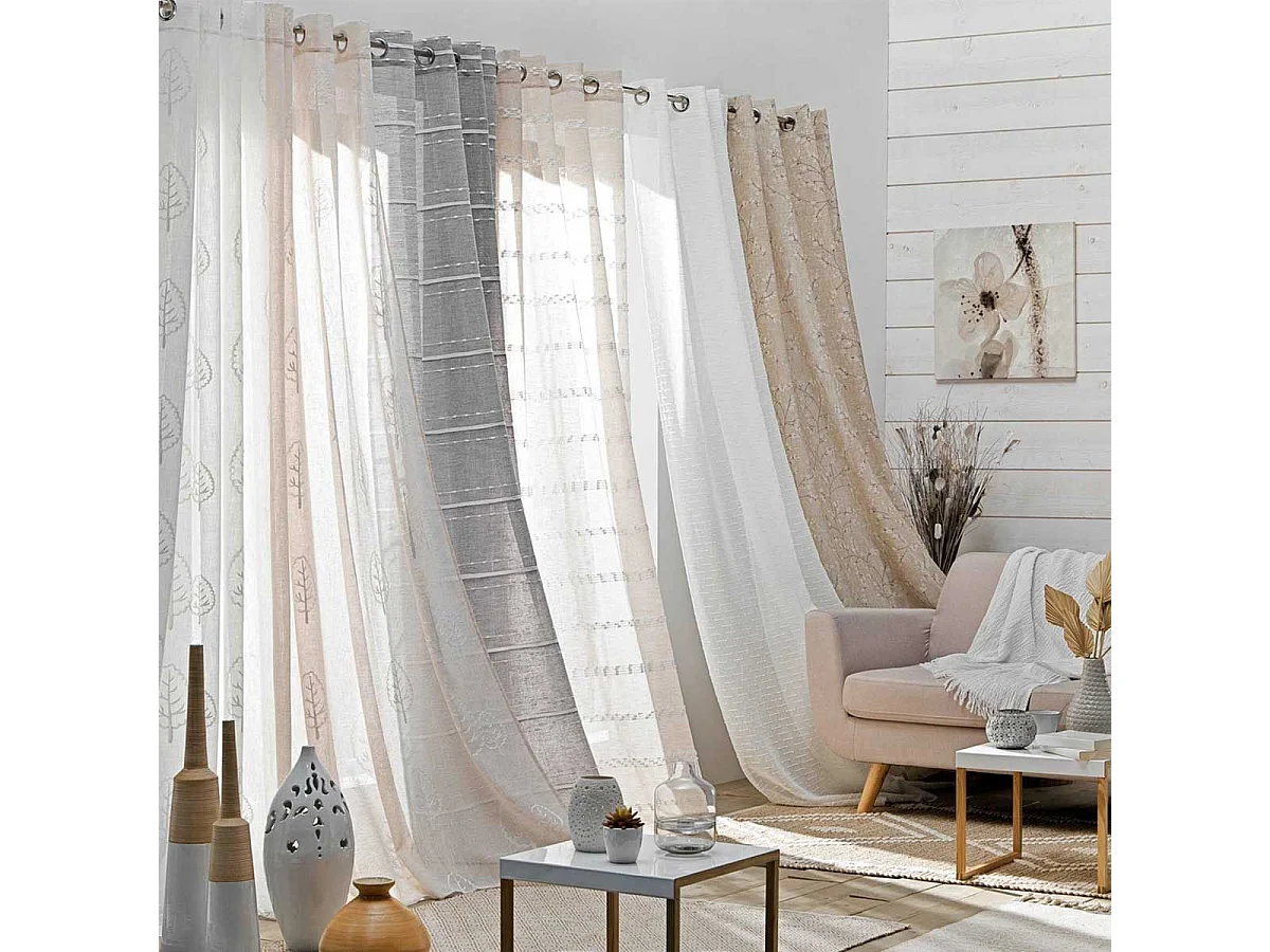 Rideau Voilage à Œillets "Aloria" 140x280cm Gris