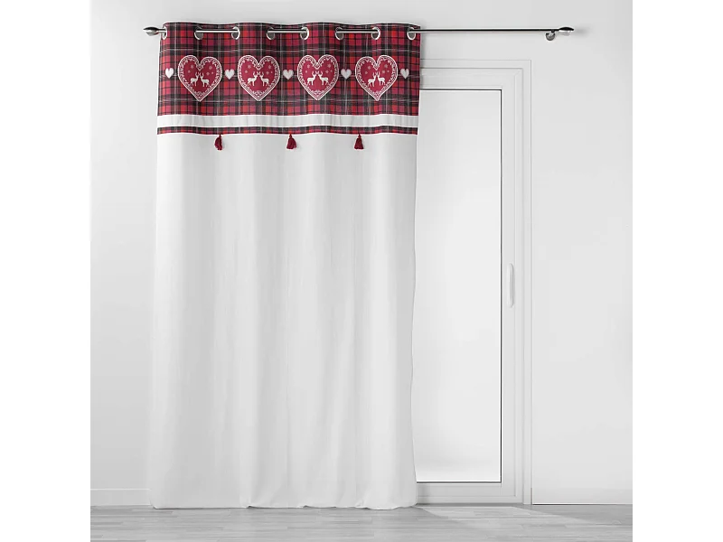 Rideau à Œillets "Heidi" 140x240cm Blanc & Rouge