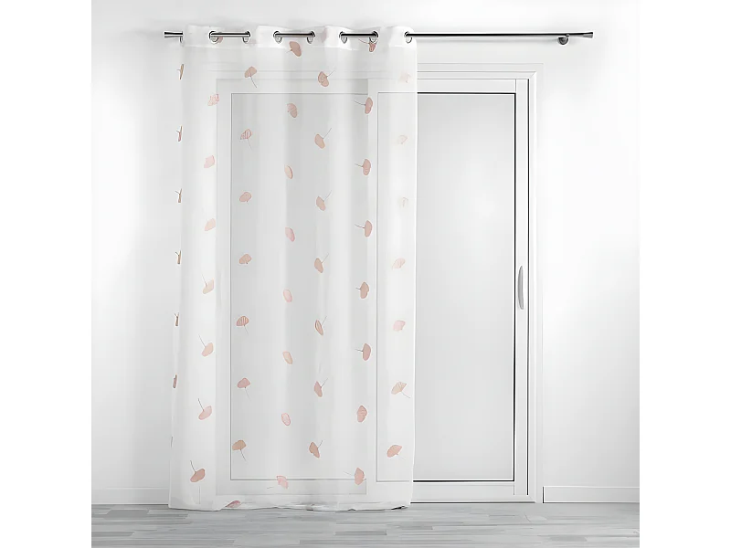 Rideau Voilage à Œillets "Ariella" 140x280cm Blanc & Rose