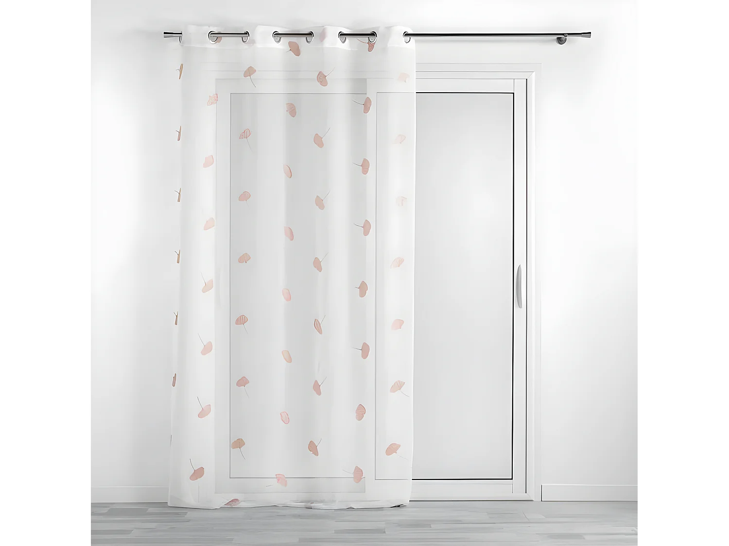 Rideau Voilage à Œillets "Ariella" 140x280cm Blanc & Rose