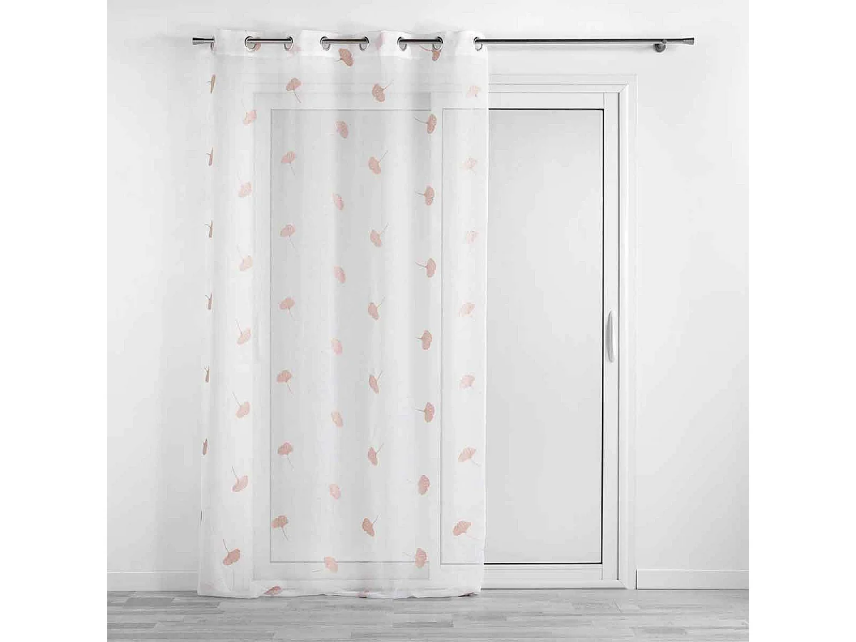 Rideau Voilage à Œillets "Ariella" 140x280cm Blanc & Rose