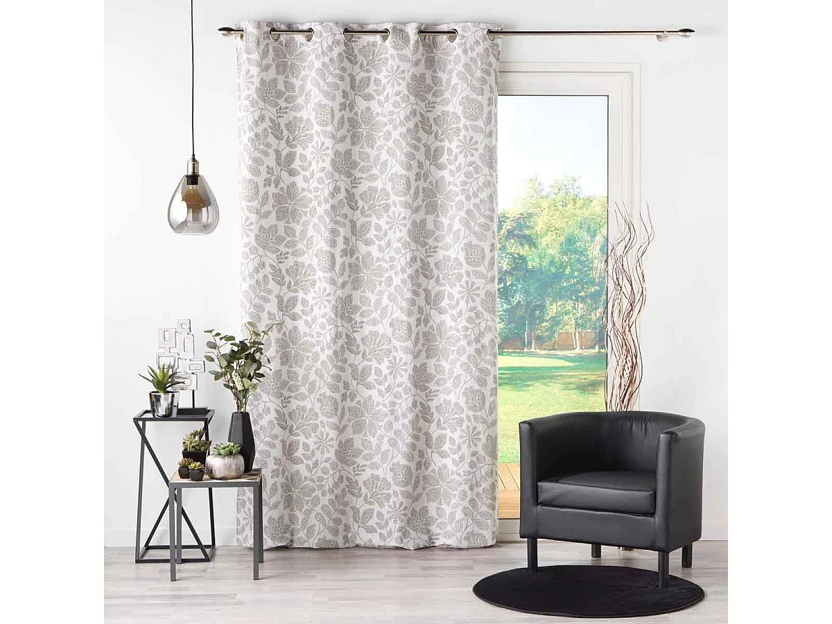 Rideau à Œillets Imprimé "Panachic" 140x240cm Beige