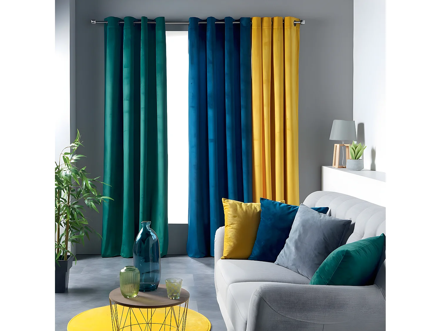 Rideau Velours à Oeillets "Veloutea" 140x240cm Vert