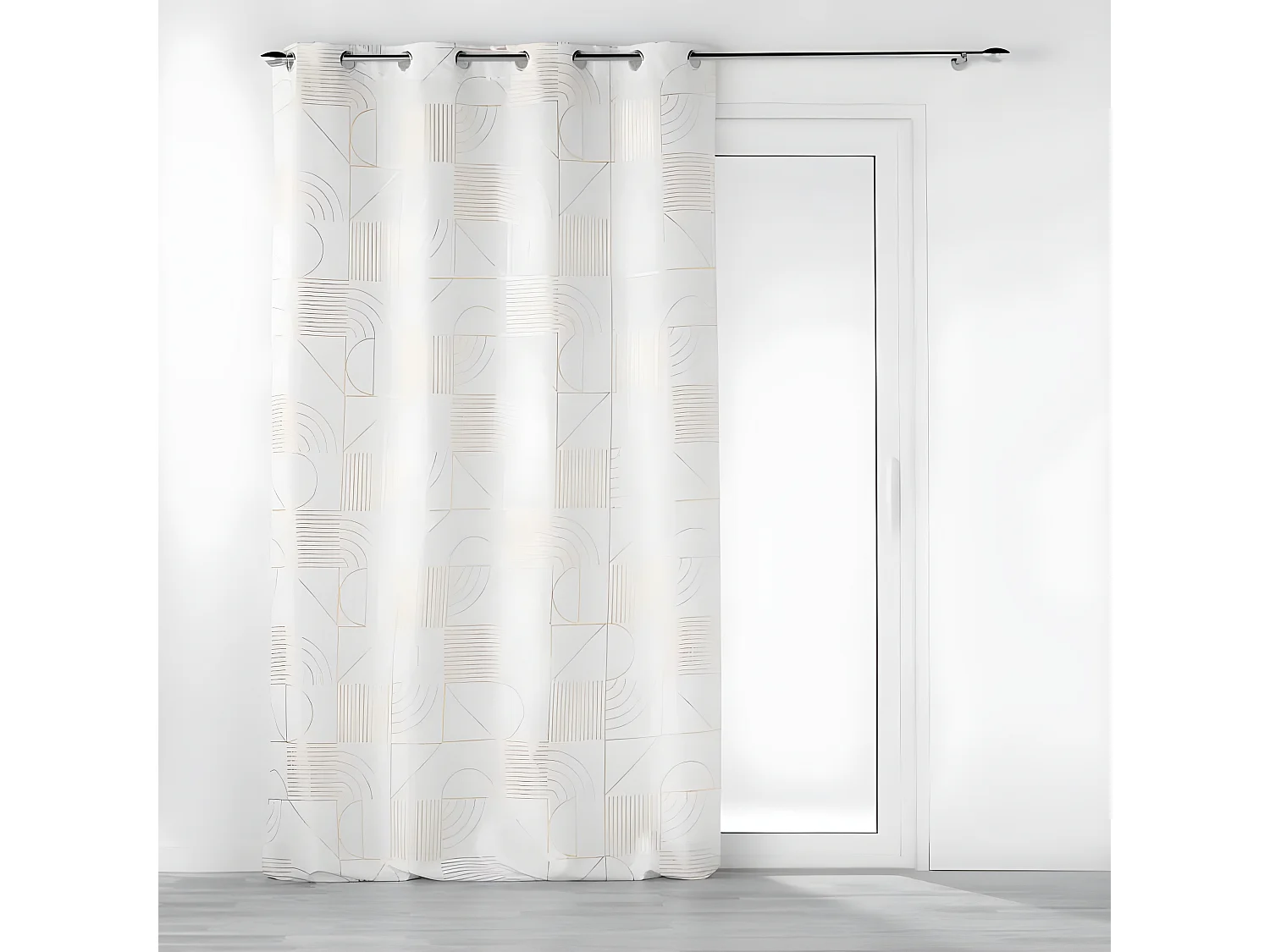 Rideau à Œillets Imprimé "Lineor" 140x260cm Blanc