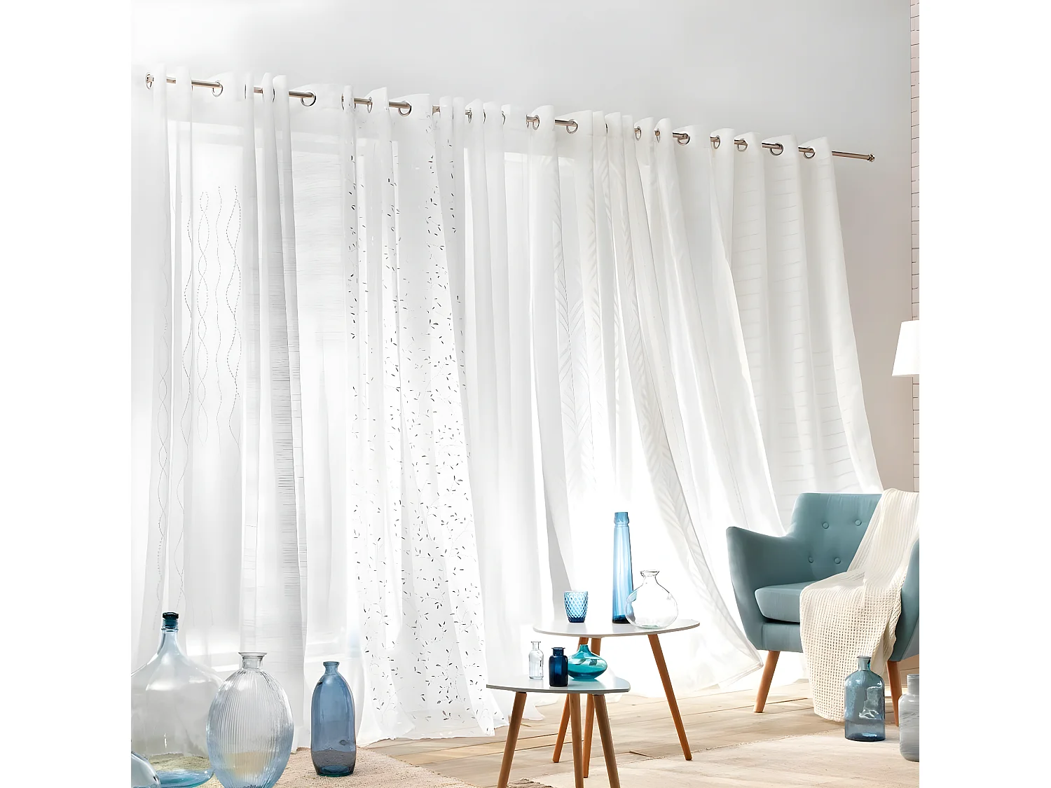 Rideau Voilage à Œillets "Ninon" 140x240cm Blanc