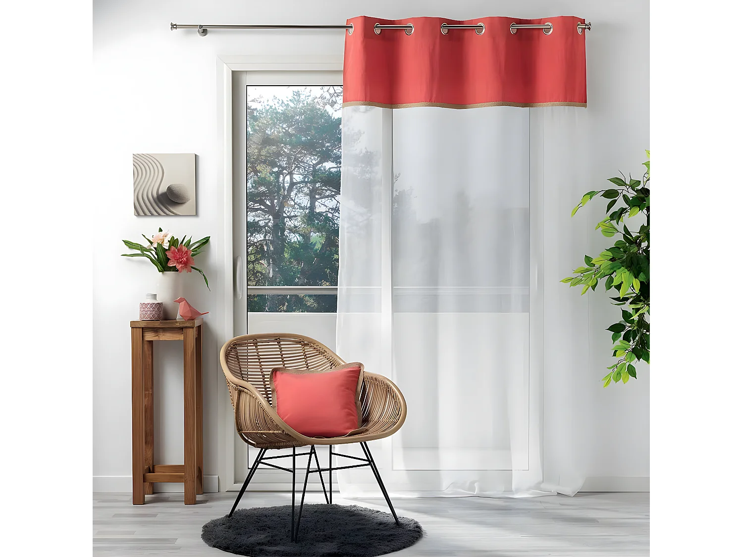 Rideau Voilage à Œillets "Kelonia" 140x240cm Orange