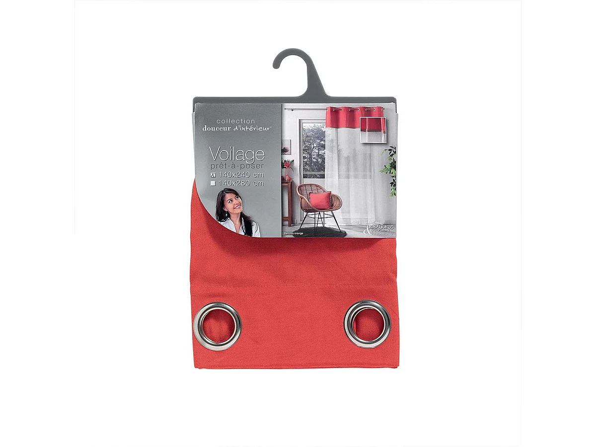 Rideau Voilage à Œillets "Kelonia" 140x240cm Orange