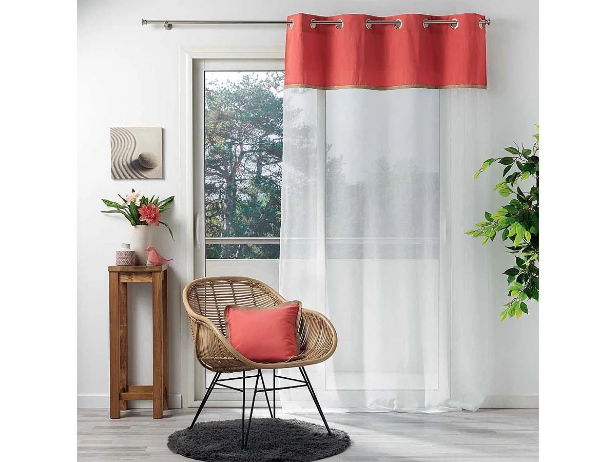 Rideau Voilage à Œillets "Kelonia" 140x240cm Orange